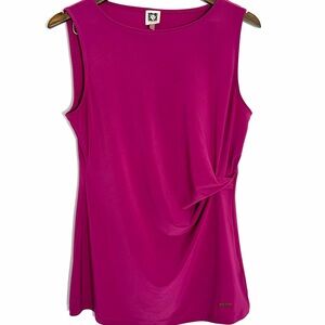 Anne Klein side-ruched sleeveless top in a fuchsia color